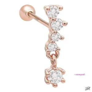 엔젤윙피어싱 드롭 로즈골드 금침 14K 데일리 큐빅 포인트 골드핀 심플스틱opq974