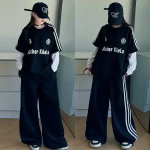 삐삐네옷가게 여아 상하복 주니어 초등학생 키즈 아동 옷 의류 봄 가을 힙무드 올블랙 코디 상하복세트 등