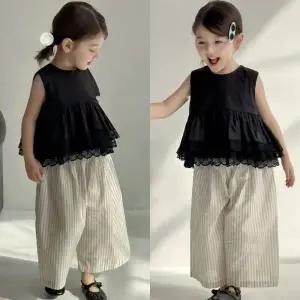 삐삐네옷가게 여아 상하복 주니어 초등학생 키즈 아동 옷 의류 여름 민소매 수아 레이어드 상하복세트 등원