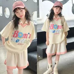 삐삐네옷가게 주니어 여아 여름 상하복 셋 티셔츠 반팔 반바지 프린트티 오버핏 달콤 레터링 초등학생 데일