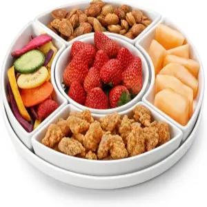 말라카사 도자기 분할 서빙 접시 애피타이저 트레이 파티용 - 칩 앤 딥 과일 채소 사탕 및 스낵 플래터