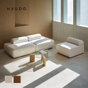 [휴도]이상의 동백 2280 무빙 틸팅 모듈 쇼파 화이트 패브릭 소파 3인+스툴