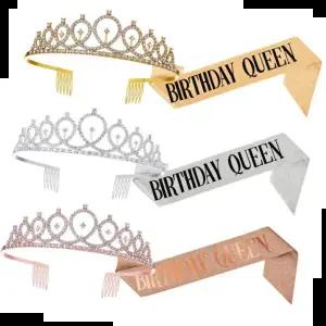 (별별창고)생일 어깨띠 티아라 세트 미스코리아띠