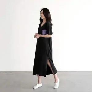 여성 XQ51JO14 3컬러 홈웨어 데일리 여름 브이넥 반팔 롱원피스