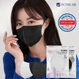 [매수변경] KF94 인디에어 새부리형 마스크/국내제조/3S안감사용/중형 50매 / 화이트 블랙