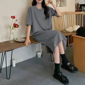 여성 AY13EG40 5컬러 밑단 옆트임 오버핏 반팔 꾸안꾸 롱원피스