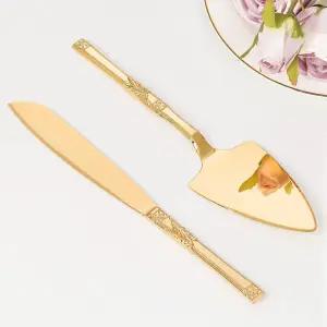 결혼식용 TUKDAK 케이크 커팅 세트 개인 맞춤형 골드 나이프 및 서버 서빙 각인 페이스트리 파이 피자 커터