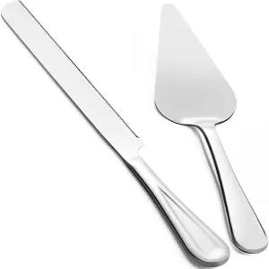 웨딩 를 위한 13인치 프리미엄 케이크 커팅 세트 절묘한 나이프 및 서버 세레이트 디자인 페이스트리 파이