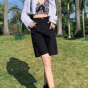 여성 MM74FQ74 빈티지 데님 숏팬츠 여름 청반바지 진청 흑청