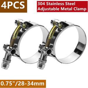 304 스테인리스 스틸 T 볼트 호스 배기 클램프 자동차 조정 가능 메탈 용접 도구 튜브 파이프 0.75 인치 28