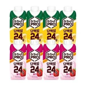 [오리온]닥터유 프로 단백질 드링크 바나나 250ml x4 + 딸기 250ml x4