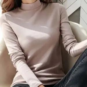 여성 기모 티셔츠 여자 목폴라 긴팔티 무지 프리 4색