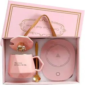 책상용 CGHWBEA 커피 워머 머그잔 세트 포함 티 차 우유핑크용 코코아 음료 컵 루만03 전기