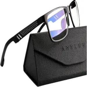 애니루브 블루 라이트 차단 안경 남성용 컴퓨터 게이밍 경량 알루미늄 금속 안티 스트레인 눈 보호