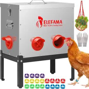 다리 잠금 뚜껑이 있는 45LB 자동 닭고기 공급 금속 키트 6포트 대형 가금류 야채 걸이 가방 고리 오리