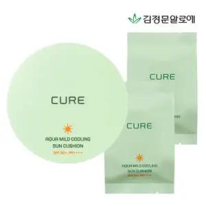 이지하우스 공식/쿠폰/사은품 김정문알로에 큐어 아쿠아 마일드 쿨링 선쿠션 25g 본품1개+리필2개 구성SET