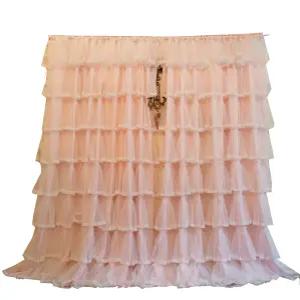 레이스프릴암막커튼 핑크공주풍 침실가림막 쉬폰커튼 레이스커튼 로맨틱