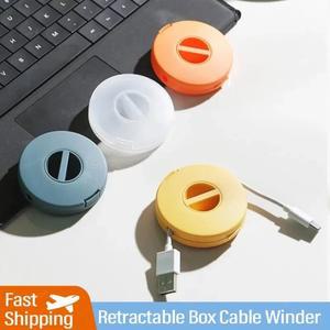 1피스 투명 충전 코드  휴대용 홀더 라운드 보관 케이스 개폐식 릴 상자 케이블 와인 더