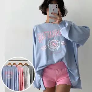 컨트리 BOX 긴팔 BOX 여성 오버핏 티셔츠 (4컬러) 박시핏 빅사이즈