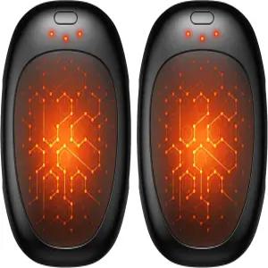 적외선 손난로 충전식 2팩 전기 재사용 가능한 USB 포켓 워머 3가지 설정 가열식 휴대용 AI 크리스마스