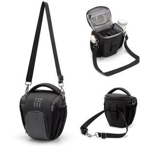 Cwatcun 카메라 슬링백 작고 컴팩트한 DSLR 방수 숄더백 캐논 니콘 소니 퀵 액세스 패딩 수납 공간 디지털
