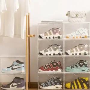 (색상 투명)슈케이스 수납 가방 투명 신발 1컬러 정리함 자석