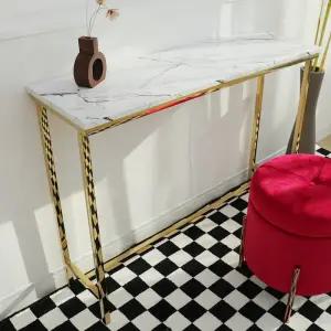 파스텔우드 골드 대리석 화장대 콘솔