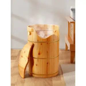 힐링 편백나무 발족욕기 50cm 마사기 가정용 족욕통 대야 60cm 단일 통 선물없음