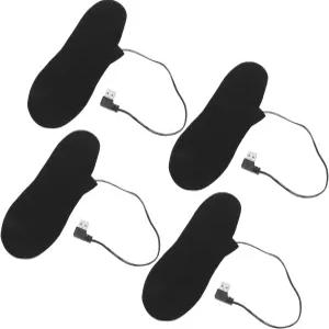 남성 여성용 온열 양말 4개의 전기 깔창 풋 워머 USB 충전식 고온 겨울철 야외 활동용