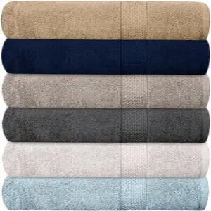 쿠바 린넨 호텔 스파 100 면 목욕 타월 팩 6개 울트라 소프트 퀵 드라이 경량 고흡수성 샤워 헬스장 수영장