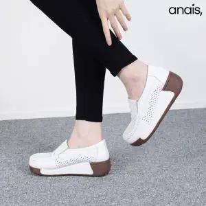 [아나이스] 소가죽 펀칭 통굽 로퍼 5cm_26S079