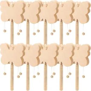 SEWACC 10개 딸랑이 드럼 악기 장식 나무 DIY 공예품