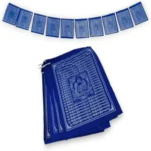 티베트의 손 티베트 의학 부처님 치유 기도 깃발 파란색 8인치 x 10개 세트