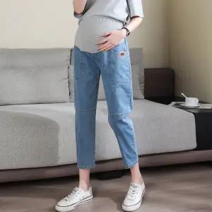 마미누리 임부복 9부 임산부 청바지 여름 임부 데님 팬츠 4914
