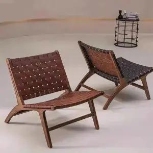 안락 의자 원목 인테리어 가죽 라운지체어 휴식 낮은 소파