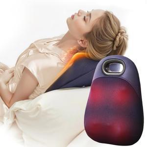 온열 및 양방향 회전 헤드가 있는 넥 앤 백 마사지기 4D 전기 마사지 베개, 4개의 노드가 어깨 발 , 휴대용 충전식, 홀리데이 선물