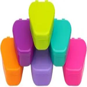 틀니 보관 상자 다양한 색상 3 x 4 2 12팩 - 구강 보호대 보관함 야간 및 치과 기기용 케이스 용기