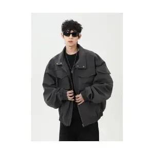 코아픽샵 남자 키작남 바람막이 점퍼 경멀티포켓 코트 봄 가을 빈티지 차이나 재킷 꾹3