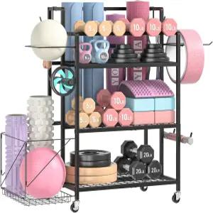 글로크립 덤벨 랙 유틸리티 웨이트 보관 세트용 홈 짐 케틀벨 요가 매트 및 운동 장비