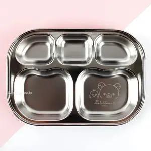 리락쿠마 해피 5구 스텐 식판 어린이 어린이집 유치원 아동용 스테인리스 식판