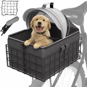 뒷걸이용 YEEGO DIRECT 반려견 자전거 바구니 2-in-1 반려동물 캐리어 및 화물 안전 목줄이 달린 자전거용