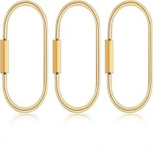 나사 잠금 기능이 있는 3Pcs 황동 열쇠고리 - 열쇠 가방 핸드백 남성 및 여성용 내구성 골드 카라비너 클립