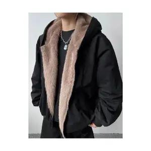 남자패딩점퍼 빈티지 워싱 라이크 밍크털 패딩 겨울 기모 도톰 양면 야상 점퍼 ible4