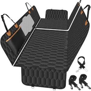 NECORY 개 뒷좌석 커버 차량용 방수 스크래치 방지 논슬립 해먹 뒷좌석용 카시트 위생 패드 메쉬 및 포켓