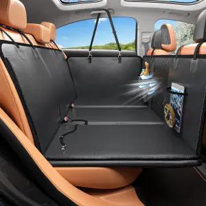 개를 위한 HOB4U 뒷좌석 익스텐더 단단한 바닥이 있는 뒷좌석용 PU 가죽 개 카시트 커버 100 방수 스크래치