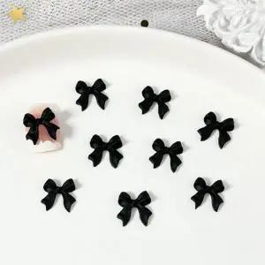 [하프클럽/알티피아]네일 파츠 젤 재료 셀프 10개입 블랙 화이트 리본 장식