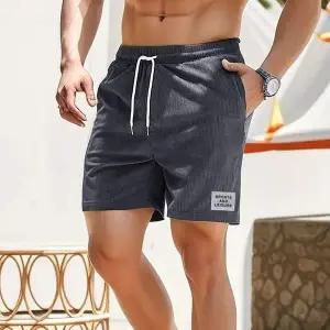 남자 ZA686923 허리 밴딩 데일리 외출 휴양지 홈웨어 패션 골지 반바지