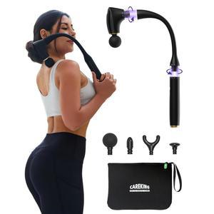 케어킹 2-in-1 탈부착 가능한 퍼커션 마사지 건(확장 손잡이 포함), 용 백 마사지기, 팔 어깨 하복 허벅지 허리용 심부 조직 근육 그녀를 위한 5가지 스피드 레벨 선물
