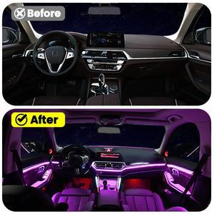 아우치 11색 BMW 5 시리즈 G30 LED 도어 대시보드 풋웰 장식용 앰비언트 라이트 네온 분위기 램프 실내 조