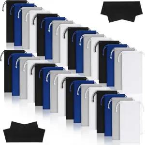 100개 극세사 파우치 케이스 벌크 소프트 선글라스 보관용 안경 청소포 2개 포함